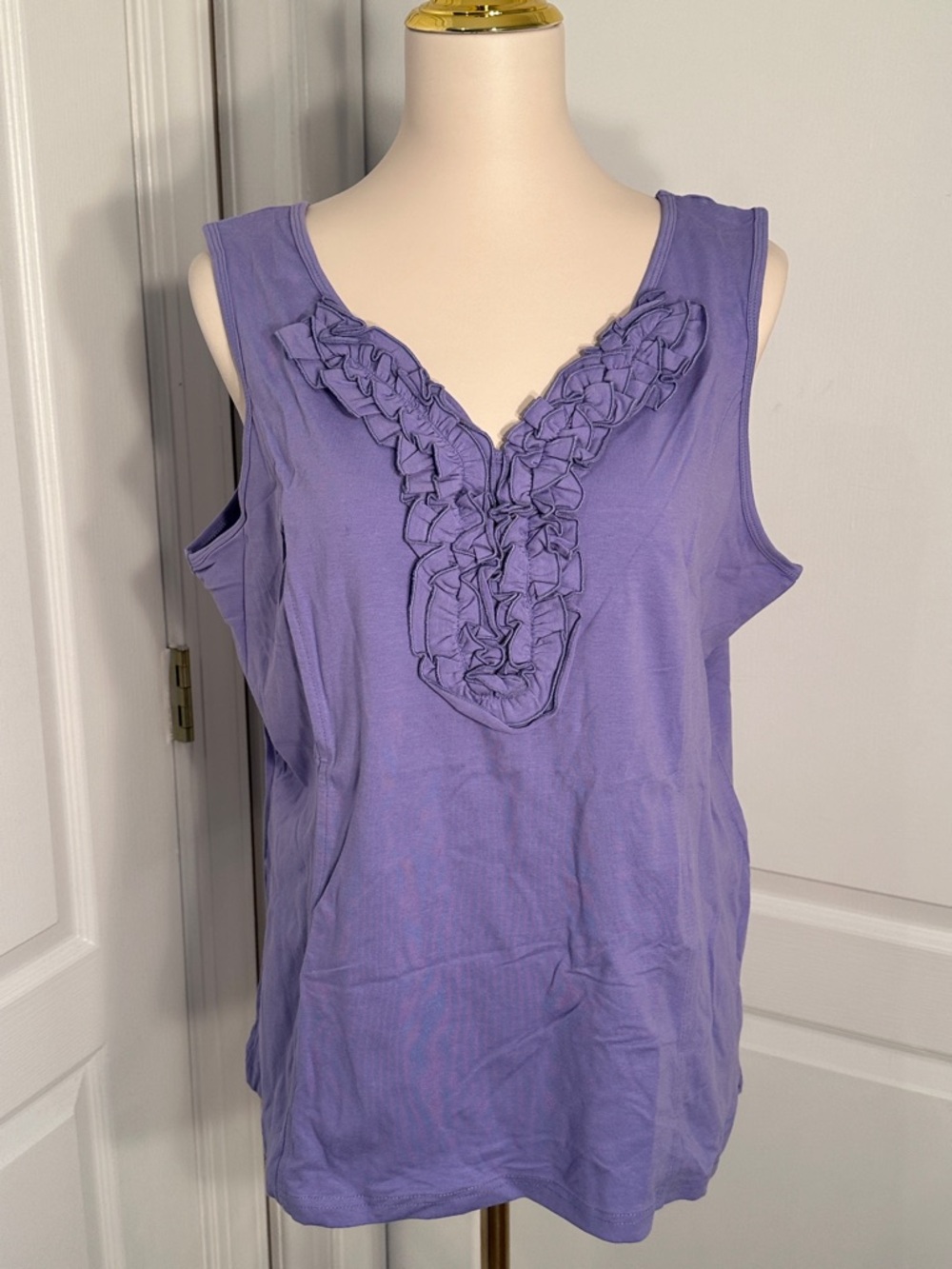 NWOT Kathleen Kirkland Ruffle V-Neck Top Sz 1X